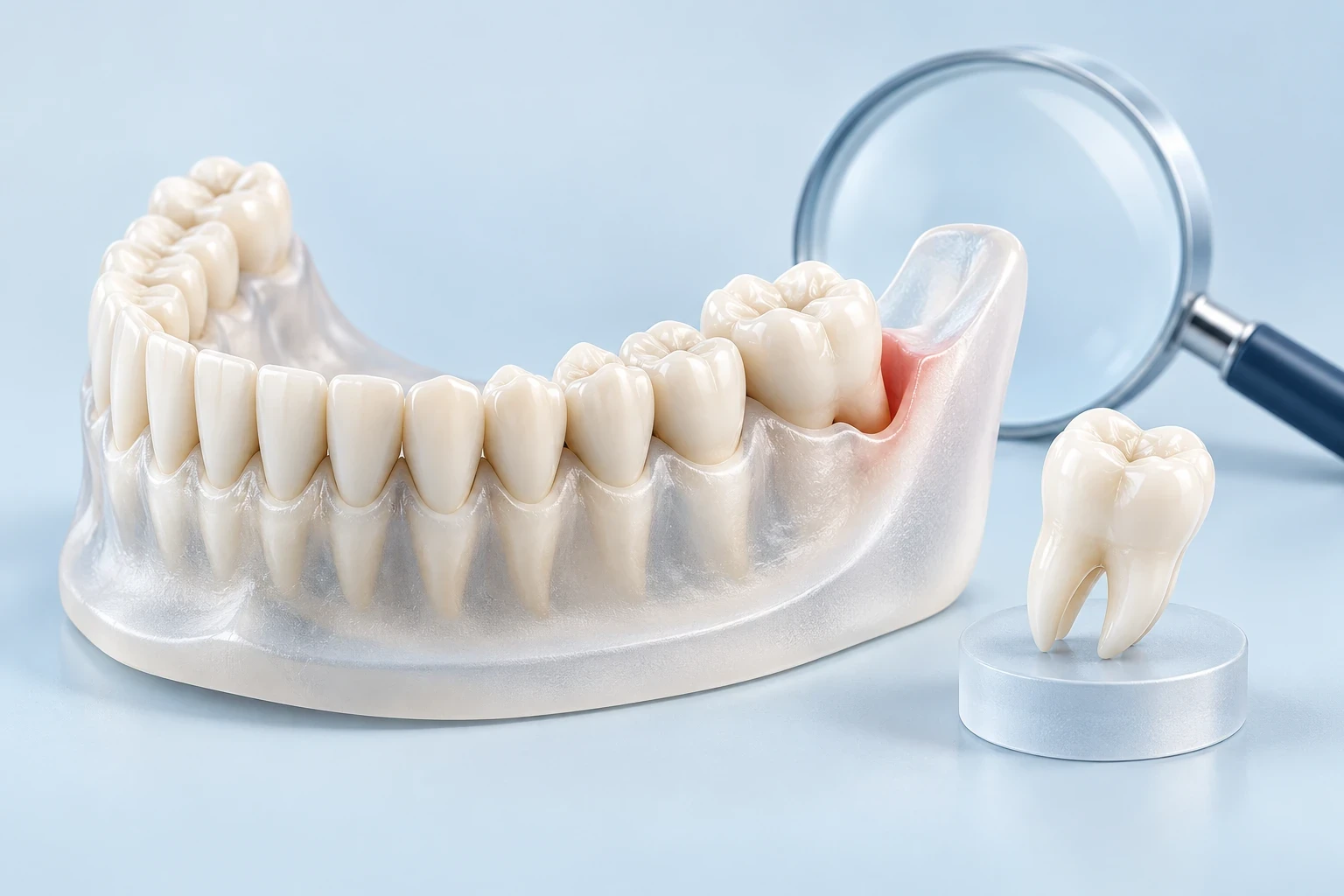Arka azı dişinin konumunu gösteren 3D çene modeli